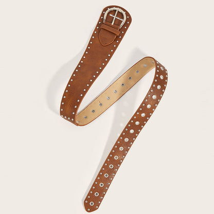 Grunge Studded Asymmetrical Distressed Belt
