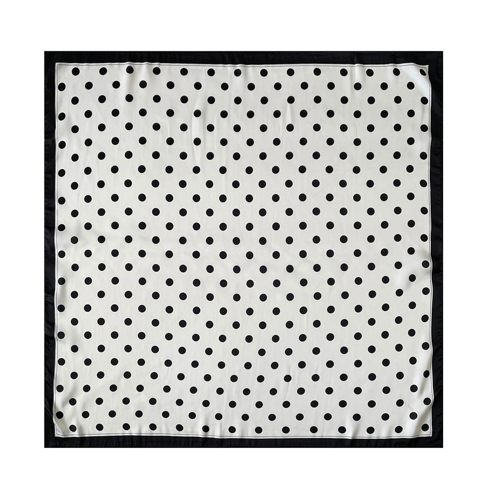 Polka Dot Square Neck Ribbon Head Scarf