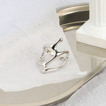 Hollow Geometric Irregular Open Knuckle Ring