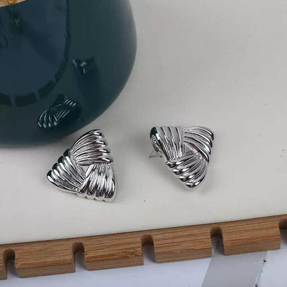 Feathered Ruched Triangle Earrings