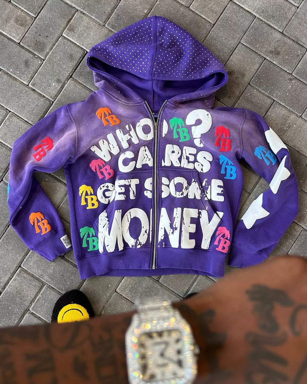Retro Letter Print Y2K Loose Comfortable Zip Hoodie