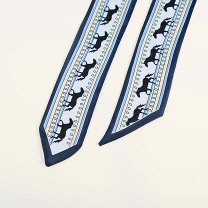Horse Print Skinny Long Ribbon Scarf