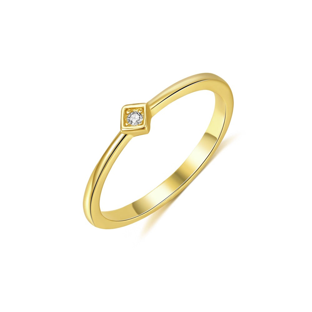 Sterling Silver Square Geometric Zirconia Ring