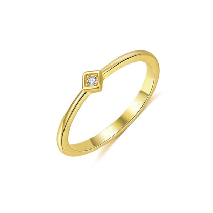 Sterling Silver Square Geometric Zirconia Ring