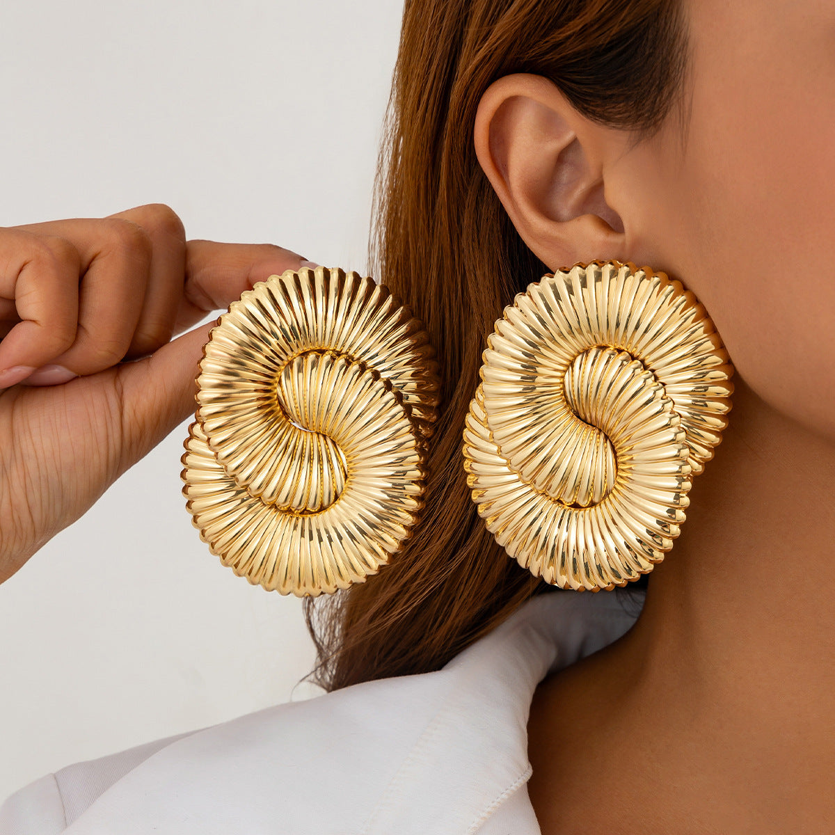 Liquid Irregular Ruched Flower Earrings