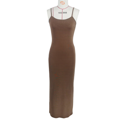 Summer Women Dress Solid Color Dress Comfort Casual Strap Dress