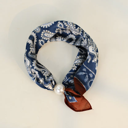 Retro Paisley Pearl Magnetic Buckle Neck Scarf