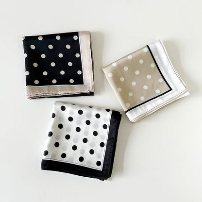 Polka Dot Square Neck Ribbon Head Scarf
