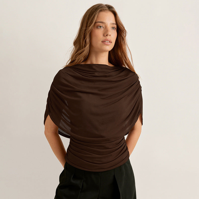 Scarf Neck Draped Sleeveless Bodycon Cropped Tee