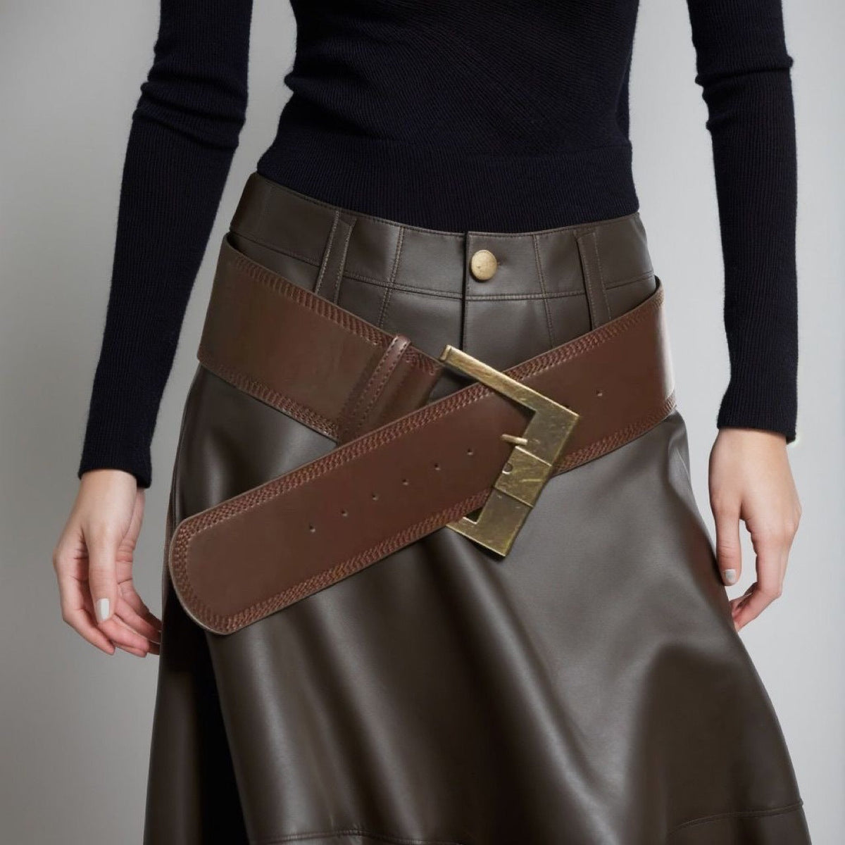 Vintage Wide Brown Waist Belt