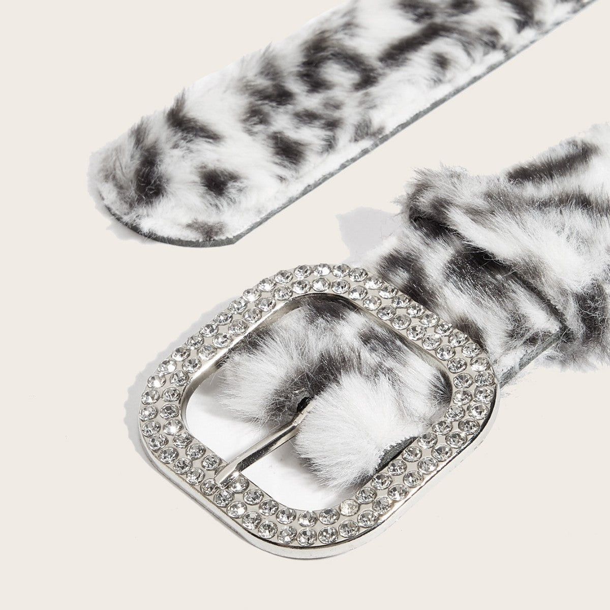 Leopard Soft Fabric Faux Fur Wide Belt