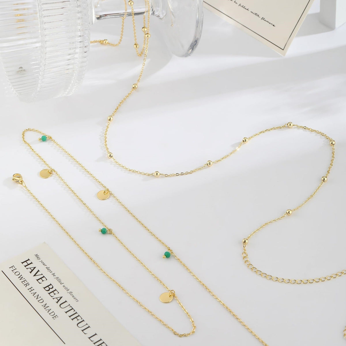 Minimal Turquoise Sequin Waist Chain Set
