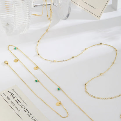 Minimal Turquoise Sequin Waist Chain Set