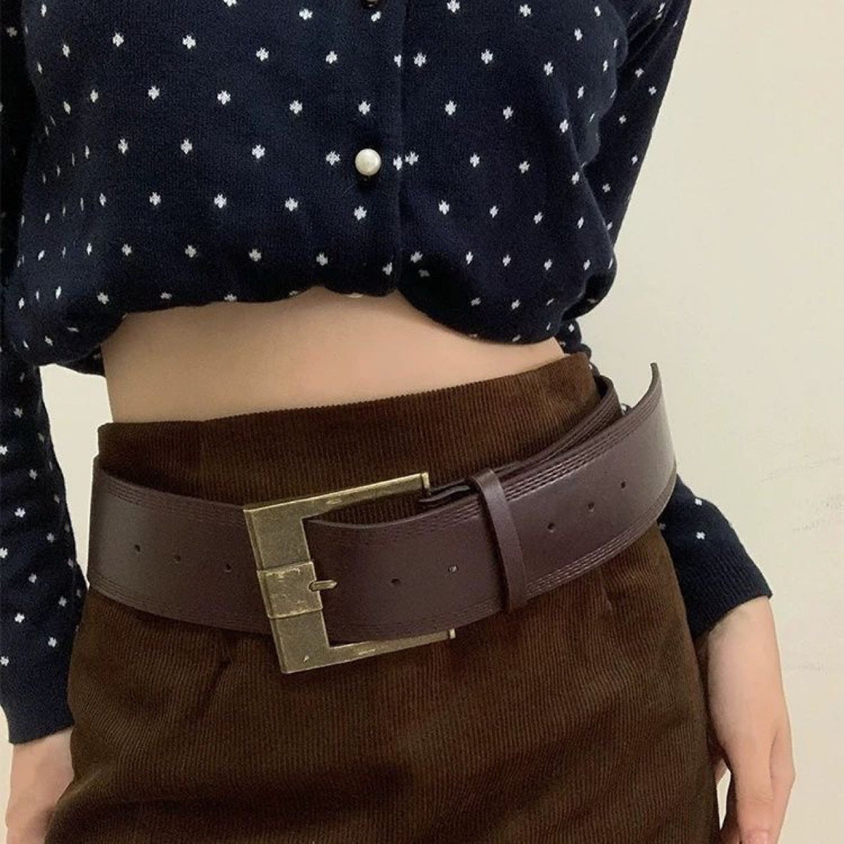 Vintage Wide Brown Waist Belt