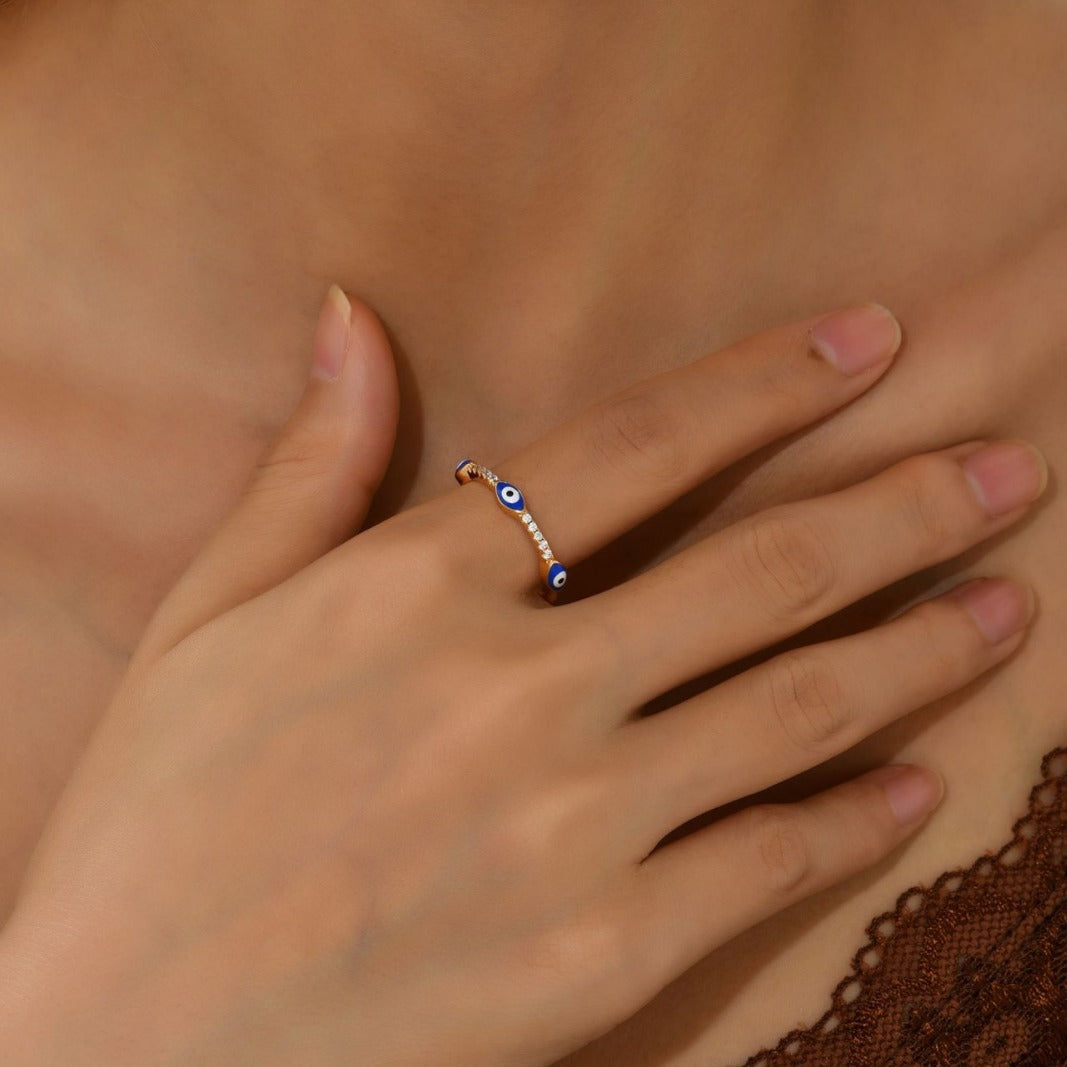 Minimalist Evil Eye Gold Plated Ring