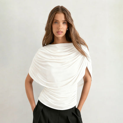 Scarf Neck Draped Sleeveless Bodycon Cropped Tee