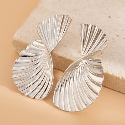 Irregular Liquid Metal Ruched Geometric Thread Earrings