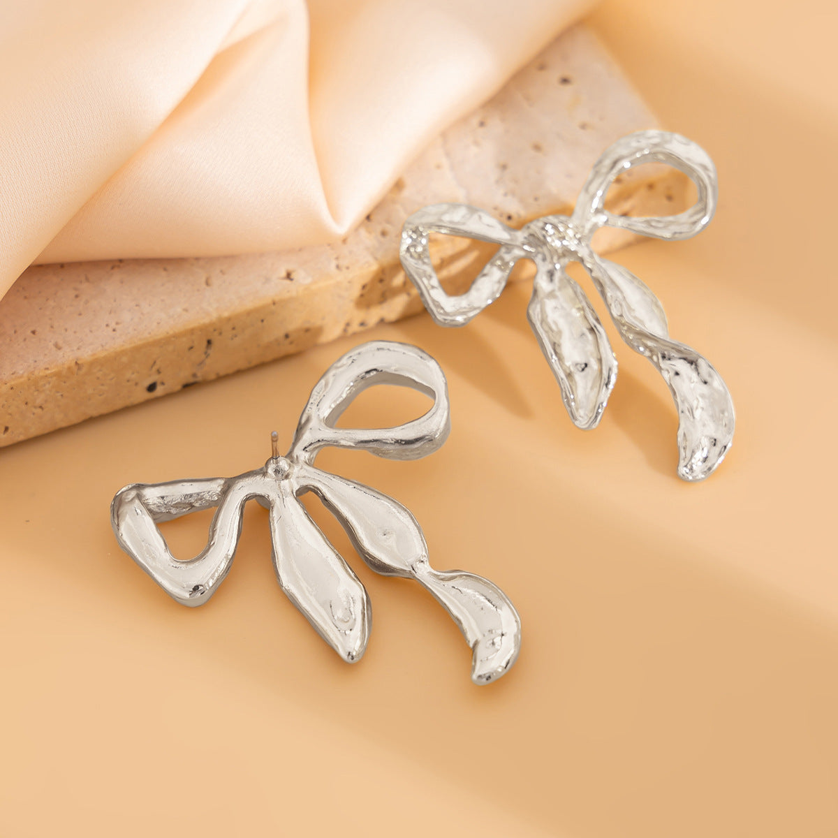 Liquid Irregular Ruched Bow Earrings