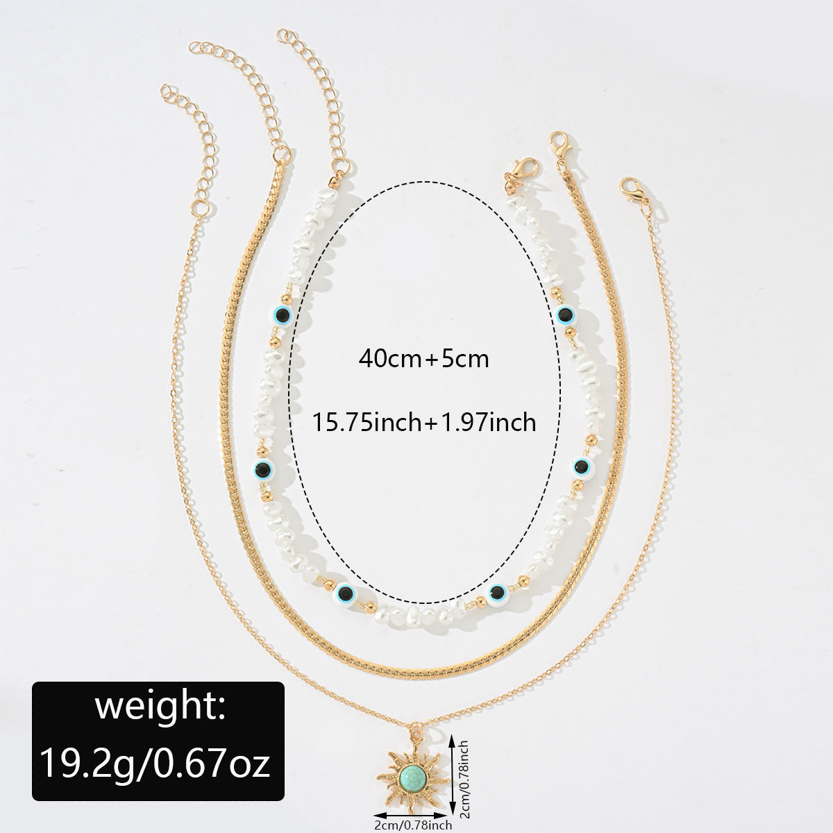 Long Pearl Octagram Star Pendant Layered Necklace