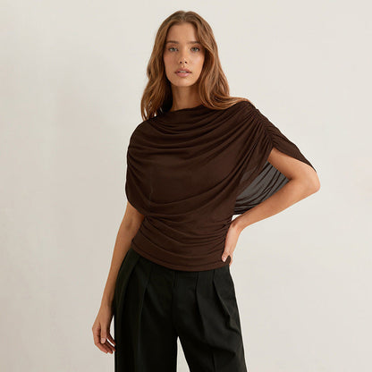 Scarf Neck Draped Sleeveless Bodycon Cropped Tee