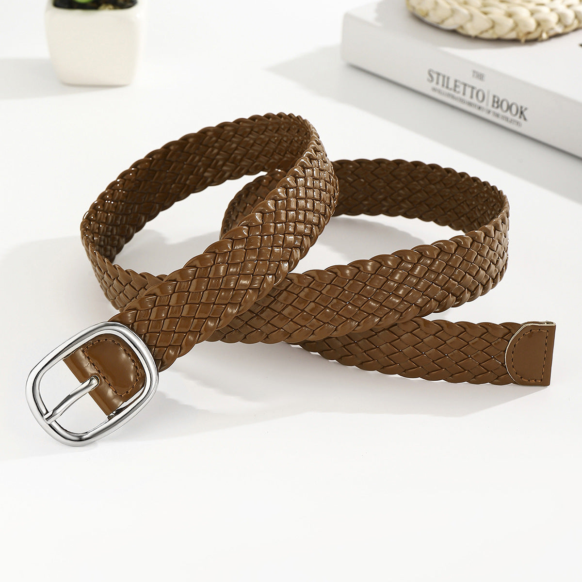Handmade Woven Patent Leather Belt