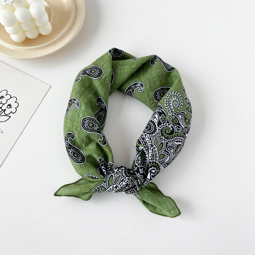 Cotton Paisley Print Square Head Neck Scarf