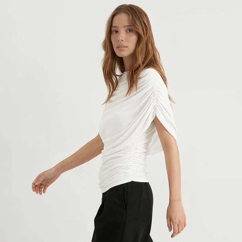 Scarf Neck Draped Sleeveless Bodycon Cropped Tee