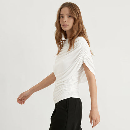 Scarf Neck Draped Sleeveless Bodycon Cropped Tee