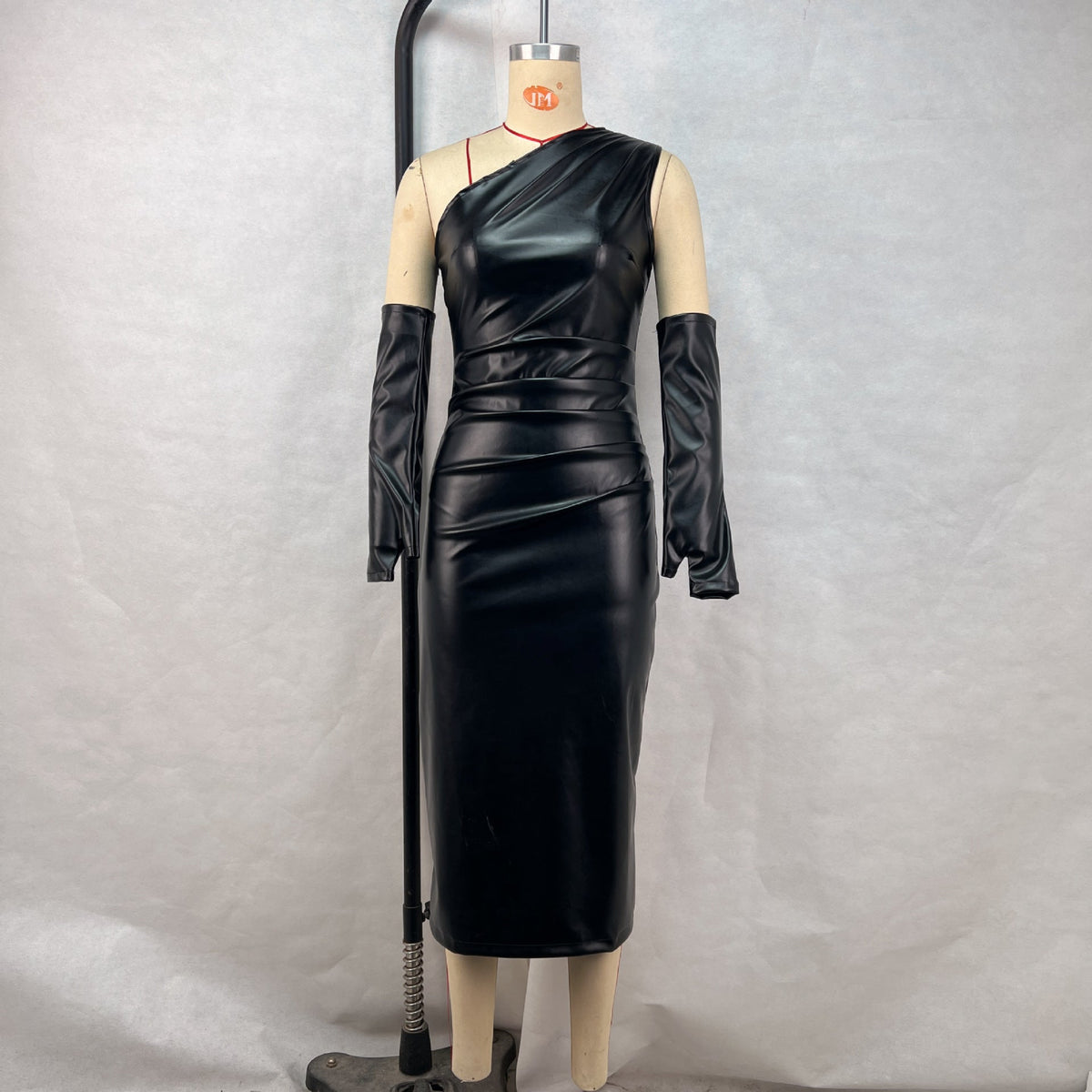 Crossbody Leather Dress Women Clothing Tight Wrapped Chest Pleated Sexy Sheath Split Dress