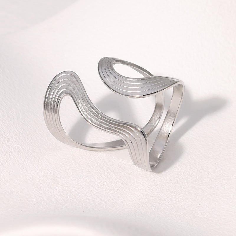Geometric Stainless Steel Band Vintage Design Ring