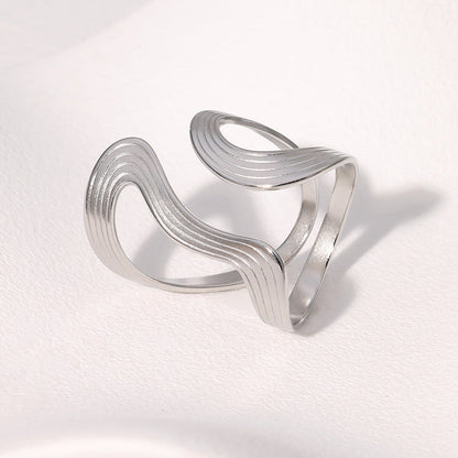 Geometric Stainless Steel Band Vintage Design Ring