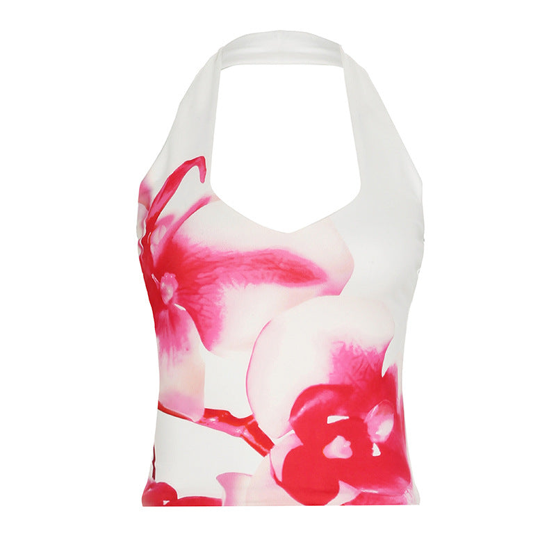 Summer Women Printed Sexy Bandeau Sling Slim Skirt Two Piece Sets
