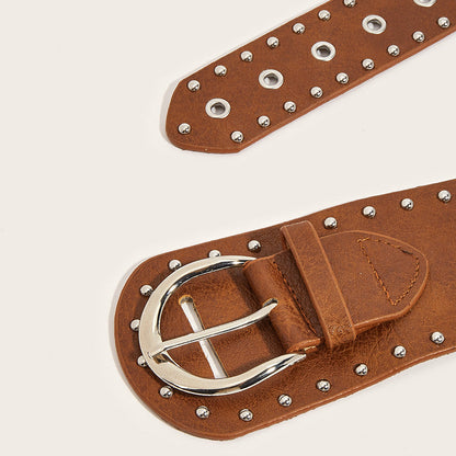 Grunge Studded Asymmetrical Distressed Belt