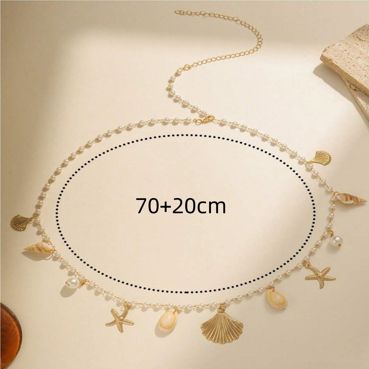Starfish Shell Faux Pearl Waist Chain