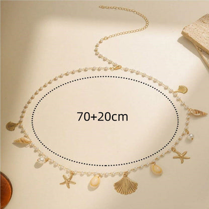 Starfish Shell Faux Pearl Waist Chain