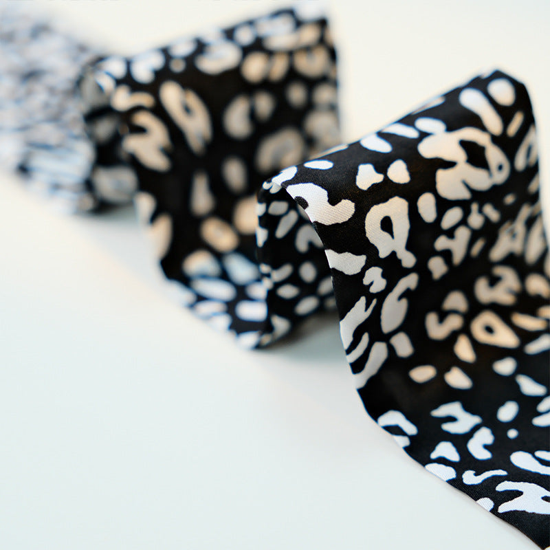 Leopard Print Skinny Long Neck Tie Ribbon Scarf