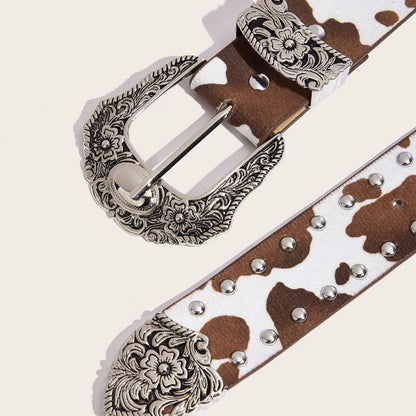 Retro Cow Print Chic Statement Belt