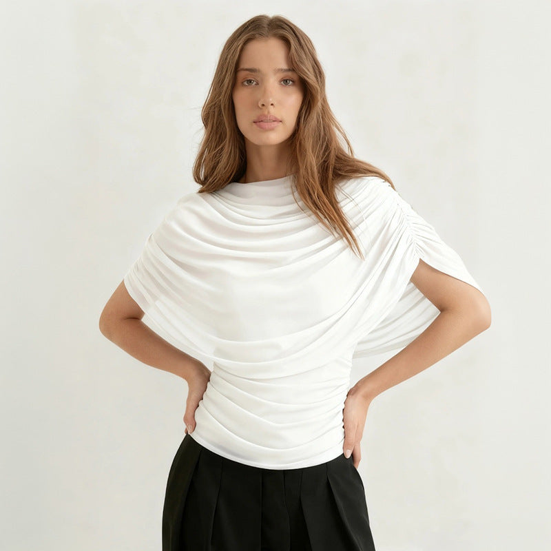 Scarf Neck Draped Sleeveless Bodycon Cropped Tee