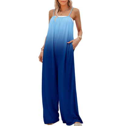 Summer Women Clothing Casual Loose Sleeveless High Waist Jumpsuit