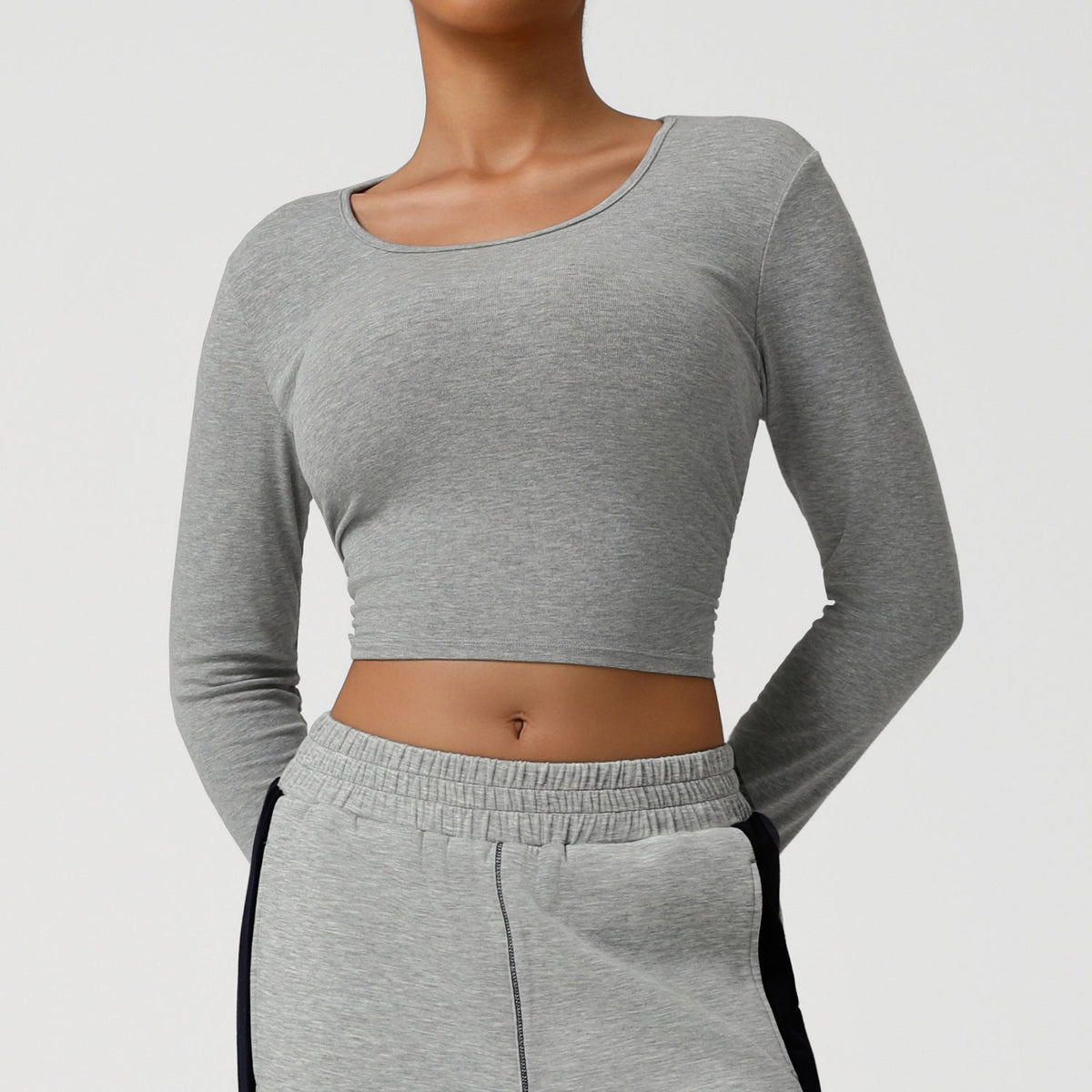 Threaded Short Yoga Clothes Women Cropped Slim Look Running Autumn Sports Long Sleeved T shirt Training Quick Drying Top