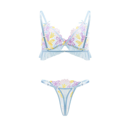 Summer Colorful Sweet Bra Set Thin Sponge Free Wireless Women Underwear Two Piece Set
