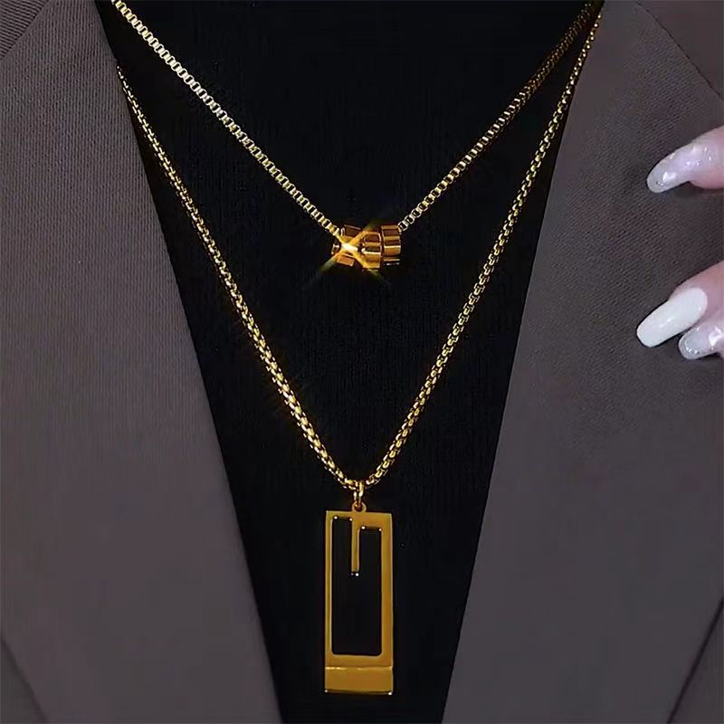 Layered Long Chain Minimalist Pendant Necklace