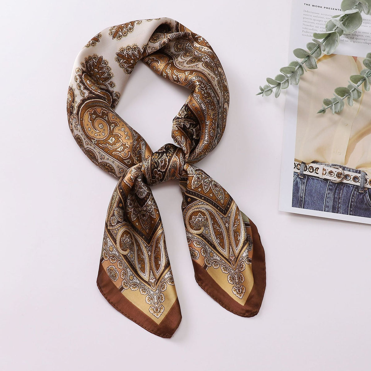 Elegant Paisley Square Shirt Neck Scarf