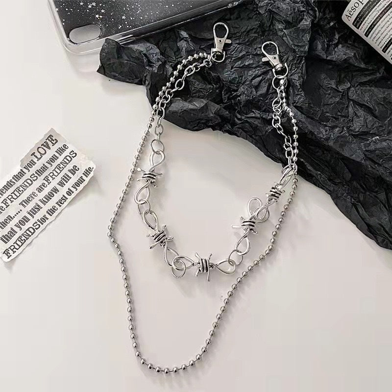 Punk Spike Metal Double Layer Waist Chain