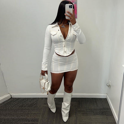Summer Overall Short Skirt Two Piece Set Sexy Casual Women Clothing