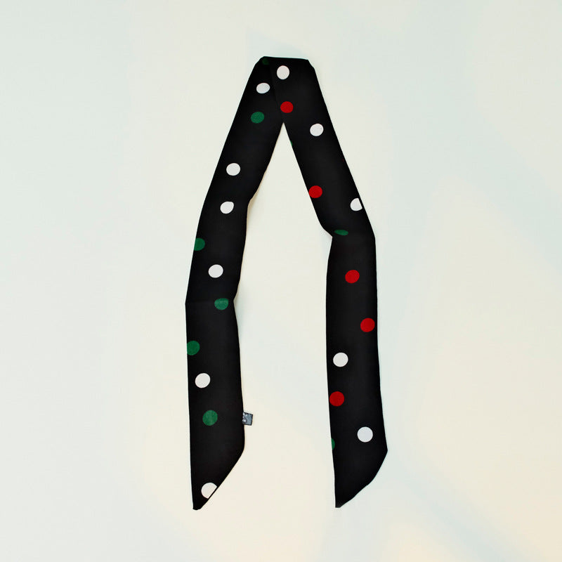 Polka Dot Skinny Long Neck Tie Ribbon Scarf