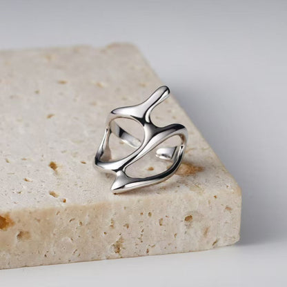 Hollow Geometric Irregular Open Knuckle Ring