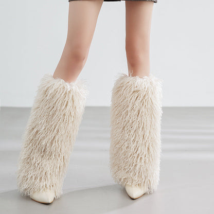 Shearling Lined Cable Knit Leg Warmers