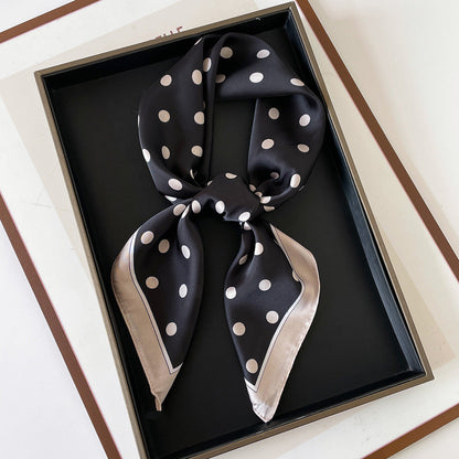 Polka Dot Square Neck Ribbon Head Scarf