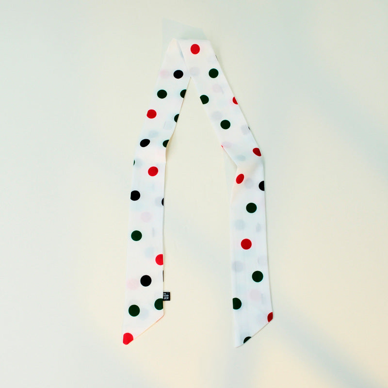 Polka Dot Skinny Long Neck Tie Ribbon Scarf